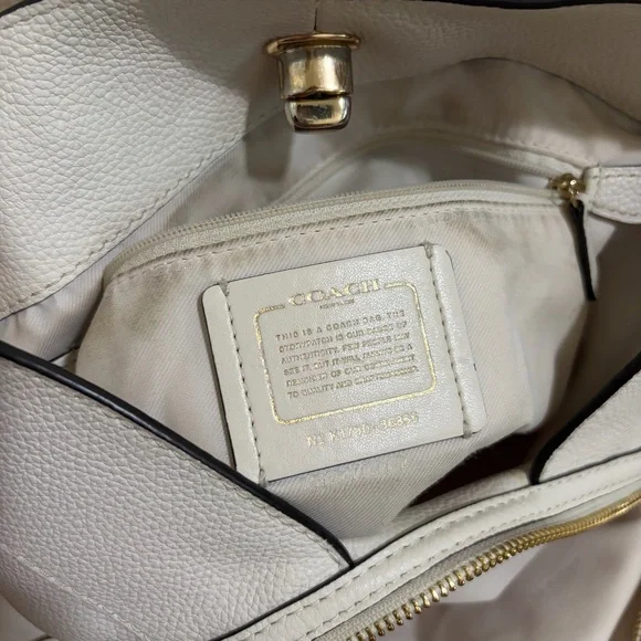 Coach Turnlock Edie Shoulder Bag, White with Chains - Picture 13 of 16